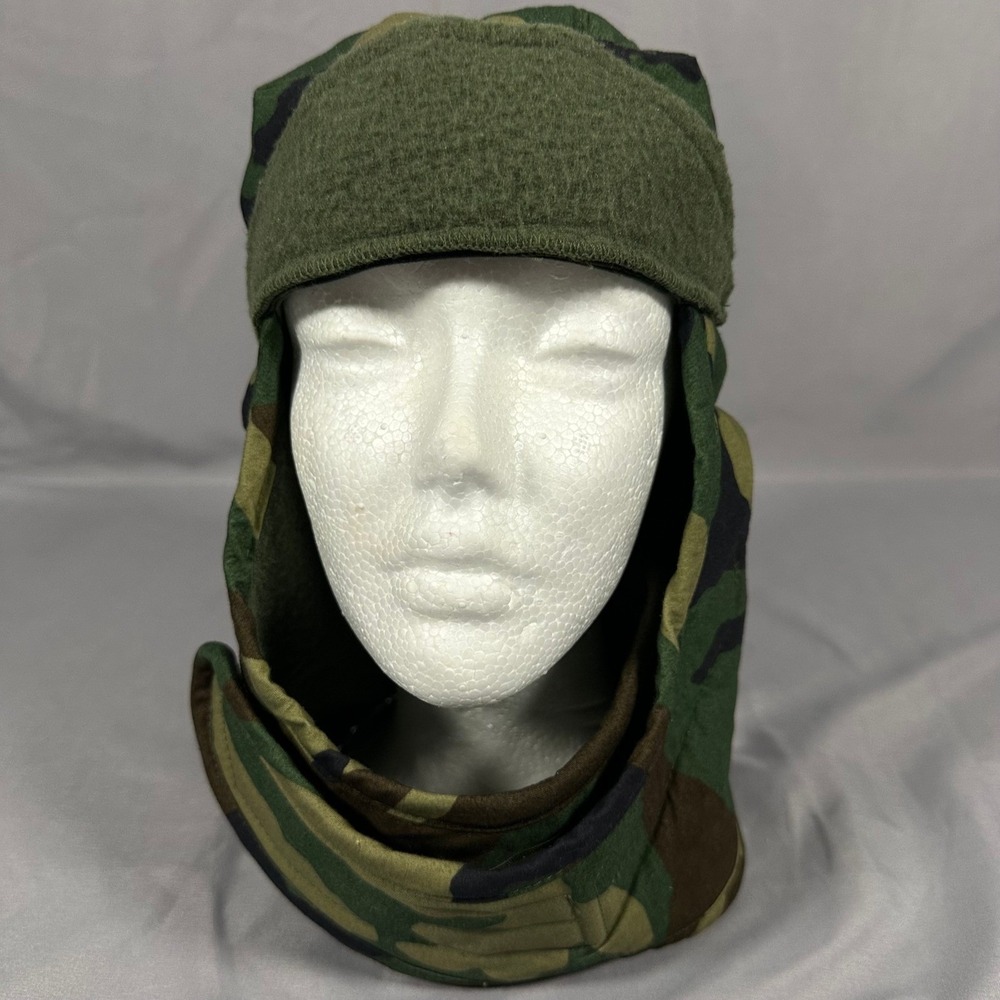 US Military Cold Weather Helmet Liner Cap Woodland Camo Fleece Size 7